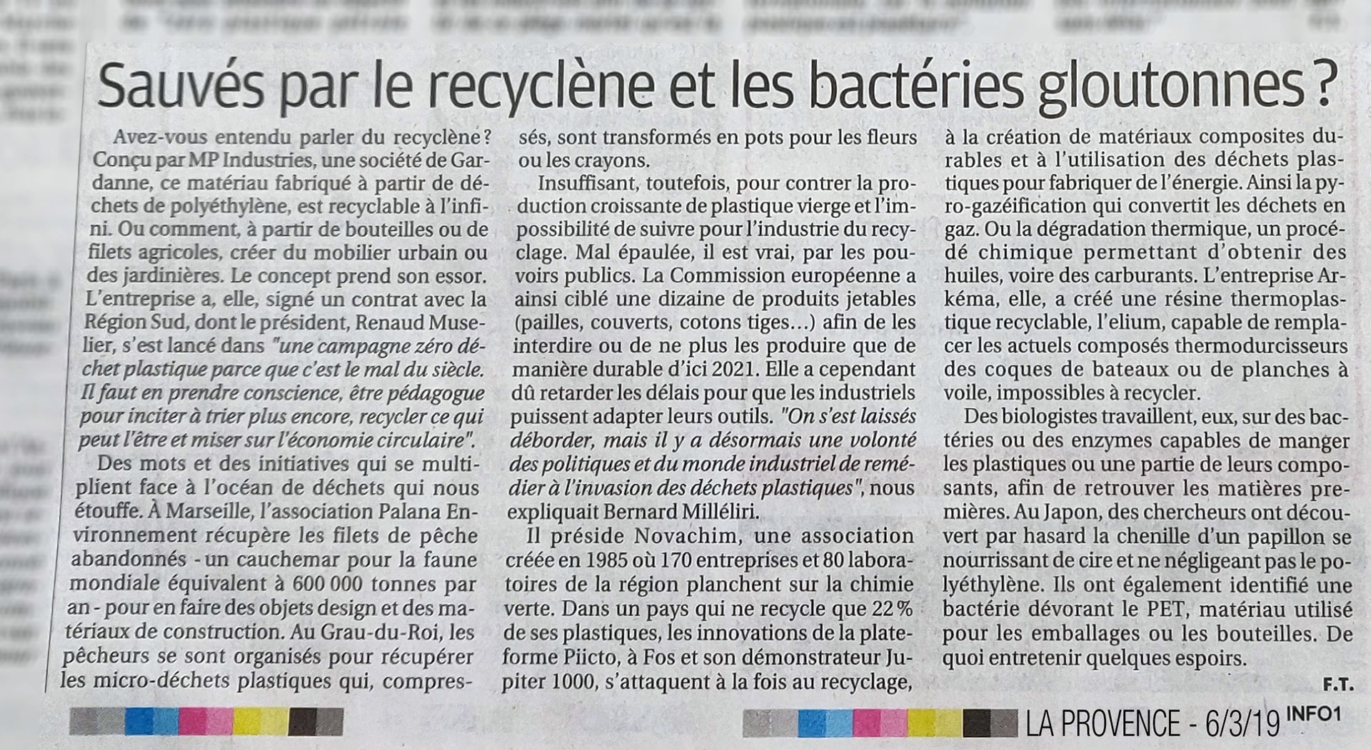 Article La Provence sur le Recyclène